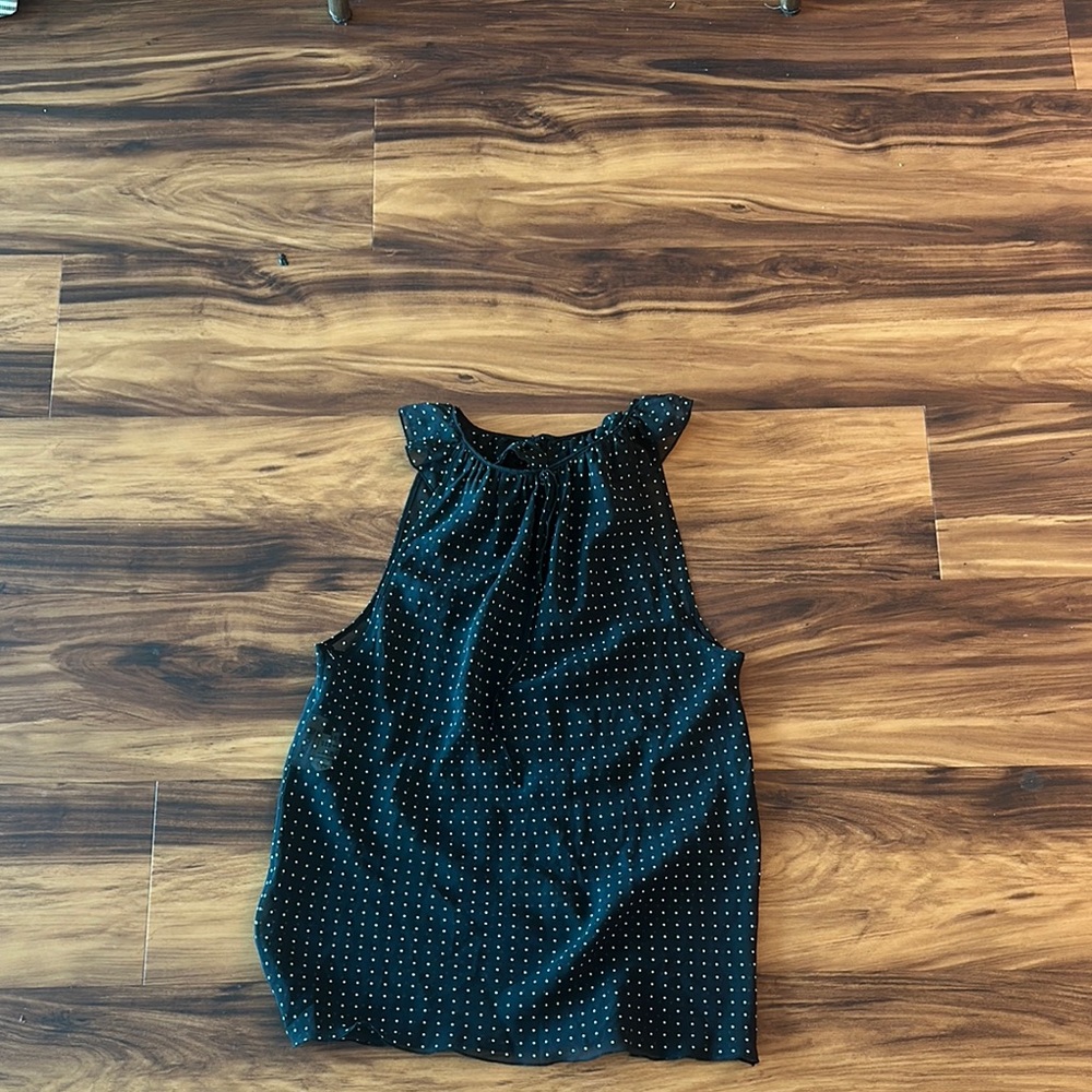 Black Polka Dot Sleeveless Top